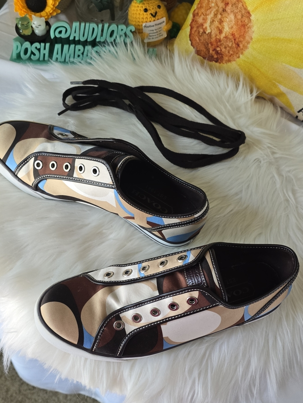 Coach DALIA Scarf Print Women's Slip-On Canvas Sneakers in Multicolor Pattern - Picture 5 of 16